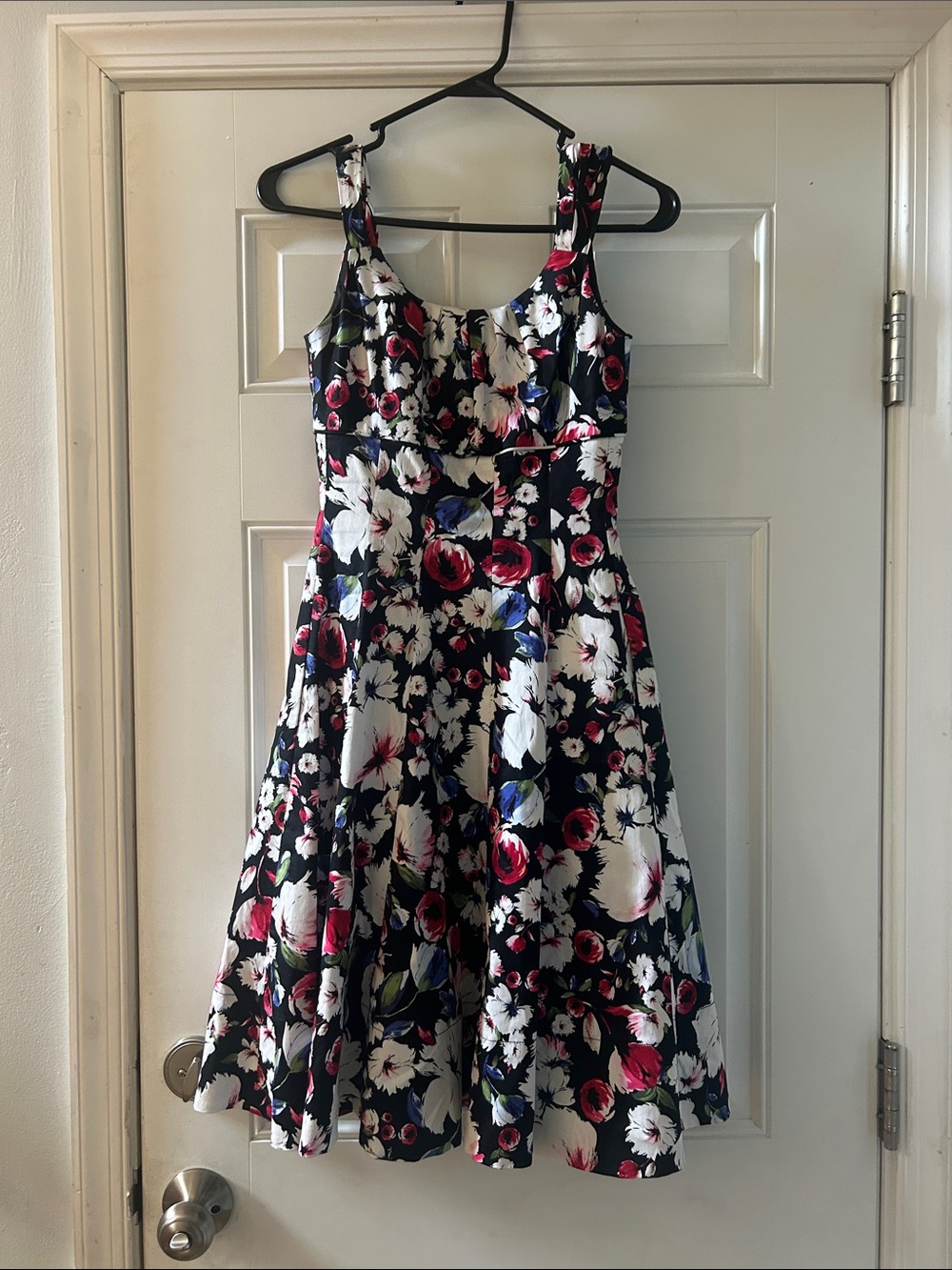 Girls' Black Floral Fit-and-Flare Dress